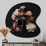 Elegant Floral Perfume Bottle II - Asymmetric Metal Wall Clock