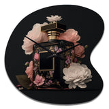 Elegant Floral Perfume Bottle II - Asymmetric Metal Wall Clock