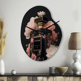 Elegant Floral Perfume Bottle II - Asymmetric Metal Wall Clock