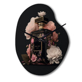 Elegant Floral Perfume Bottle II - Asymmetric Metal Wall Clock