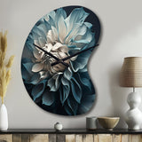 Blue And White Dahlia Flowers I - Asymmetric Metal Wall Clock