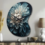 Blue And White Dahlia Flowers I - Asymmetric Metal Wall Clock