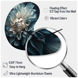 Blue And White Dahlia Flowers I - Asymmetric Metal Wall Clock
