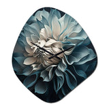 Blue And White Dahlia Flowers I - Asymmetric Metal Wall Clock
