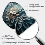 Blue And White Dahlia Flowers I - Asymmetric Metal Wall Clock