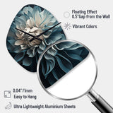 Blue And White Dahlia Flowers I - Asymmetric Metal Wall Clock