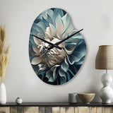 Blue And White Dahlia Flowers I - Asymmetric Metal Wall Clock