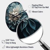 Blue And White Dahlia Flowers I - Asymmetric Metal Wall Clock