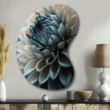 Blue And White Dahlia Flowers II - Asymmetric Metal Wall Clock