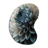 Blue And White Dahlia Flowers II - Asymmetric Metal Wall Clock