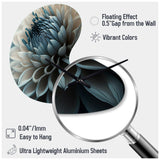 Blue And White Dahlia Flowers II - Asymmetric Metal Wall Clock