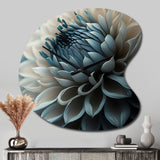 Blue And White Dahlia Flowers II - Asymmetric Metal Wall Clock