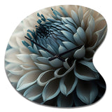 Blue And White Dahlia Flowers II - Asymmetric Metal Wall Clock