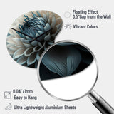 Blue And White Dahlia Flowers II - Asymmetric Metal Wall Clock