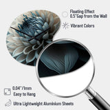Blue And White Dahlia Flowers II - Asymmetric Metal Wall Clock