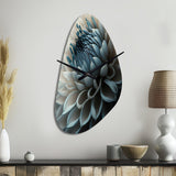 Blue And White Dahlia Flowers II - Asymmetric Metal Wall Clock