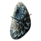 Blue And White Dahlia Flowers II - Asymmetric Metal Wall Clock