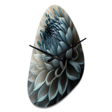 Blue And White Dahlia Flowers II - Asymmetric Metal Wall Clock