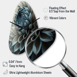 Blue And White Dahlia Flowers II - Asymmetric Metal Wall Clock