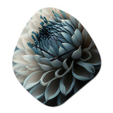 Blue And White Dahlia Flowers II - Asymmetric Metal Wall Clock