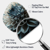 Blue And White Dahlia Flowers II - Asymmetric Metal Wall Clock