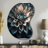 Blue And White Dahlia Flowers III - Asymmetric Metal Wall Clock