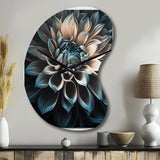Blue And White Dahlia Flowers III - Asymmetric Metal Wall Clock