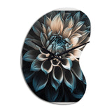Blue And White Dahlia Flowers III - Asymmetric Metal Wall Clock