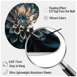 Blue And White Dahlia Flowers III - Asymmetric Metal Wall Clock