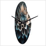 Blue And White Dahlia Flowers III - Asymmetric Metal Wall Clock