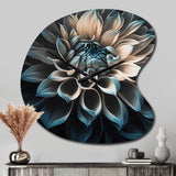Blue And White Dahlia Flowers III - Asymmetric Metal Wall Clock