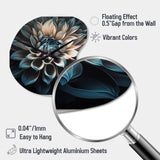 Blue And White Dahlia Flowers III - Asymmetric Metal Wall Clock