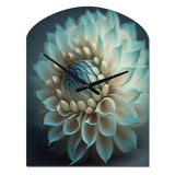 Blue And White Dahlia Flowers IV - Asymmetric Metal Wall Clock