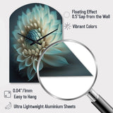 Blue And White Dahlia Flowers IV - Asymmetric Metal Wall Clock