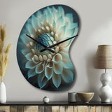 Blue And White Dahlia Flowers IV - Asymmetric Metal Wall Clock