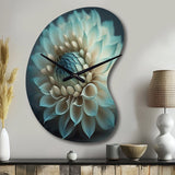 Blue And White Dahlia Flowers IV - Asymmetric Metal Wall Clock