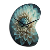 Blue And White Dahlia Flowers IV - Asymmetric Metal Wall Clock
