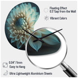 Blue And White Dahlia Flowers IV - Asymmetric Metal Wall Clock