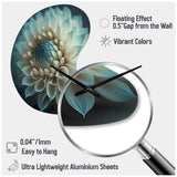 Blue And White Dahlia Flowers IV - Asymmetric Metal Wall Clock