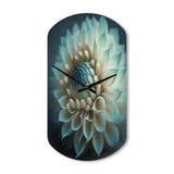 Blue And White Dahlia Flowers IV - Asymmetric Metal Wall Clock