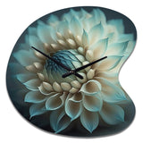 Blue And White Dahlia Flowers IV - Asymmetric Metal Wall Clock