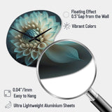 Blue And White Dahlia Flowers IV - Asymmetric Metal Wall Clock