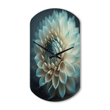 Blue And White Dahlia Flowers V - Asymmetric Metal Wall Clock