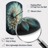 Blue And White Dahlia Flowers V - Asymmetric Metal Wall Clock