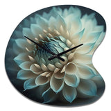 Blue And White Dahlia Flowers V - Asymmetric Metal Wall Clock