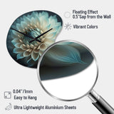 Blue And White Dahlia Flowers V - Asymmetric Metal Wall Clock