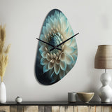Blue And White Dahlia Flowers V - Asymmetric Metal Wall Clock