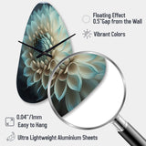 Blue And White Dahlia Flowers V - Asymmetric Metal Wall Clock