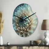 Blue And White Dahlia Flowers V - Asymmetric Metal Wall Clock