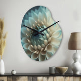 Blue And White Dahlia Flowers V - Asymmetric Metal Wall Clock